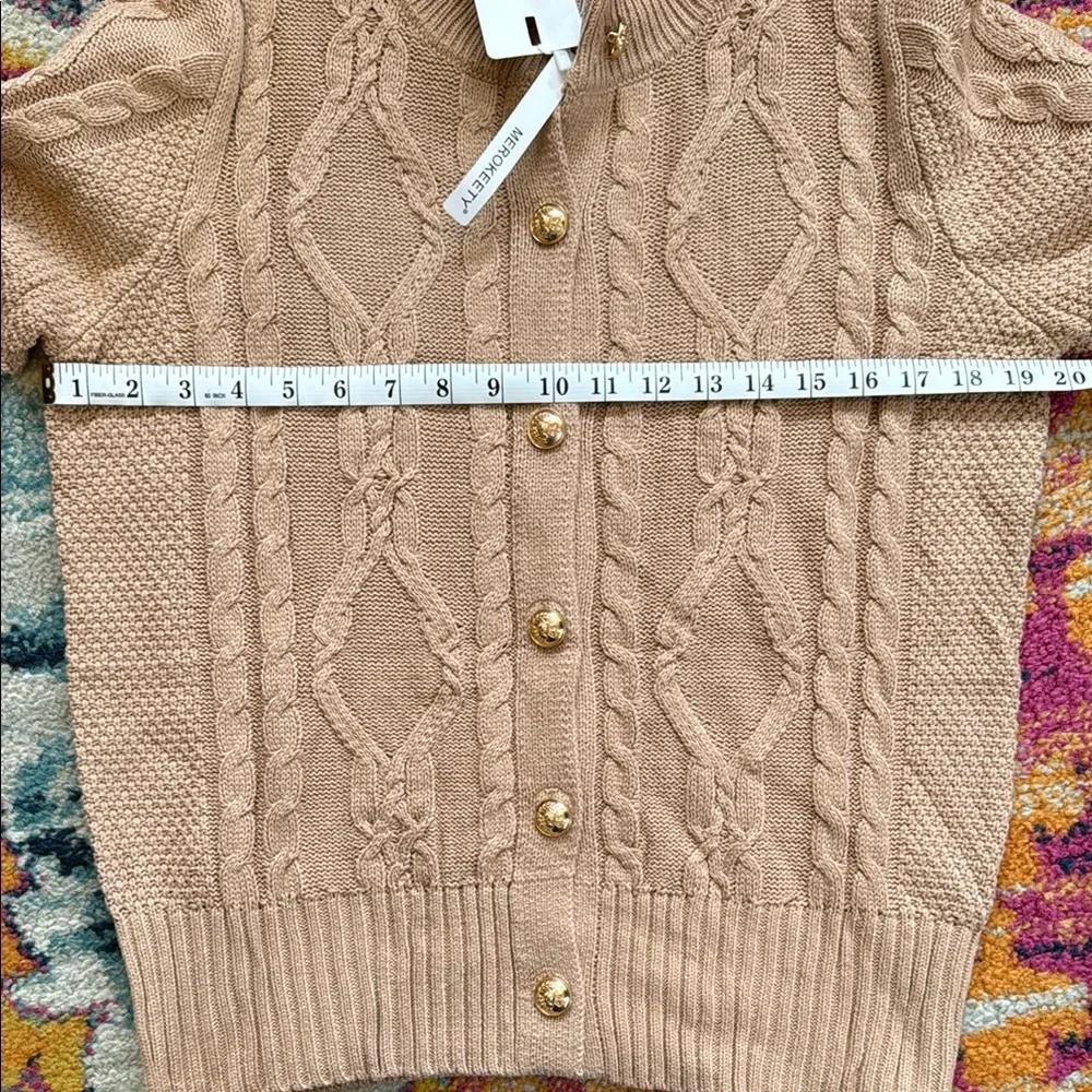 NWT Meroketty Cable Knit Tan Sweater - Picture 3 of 5